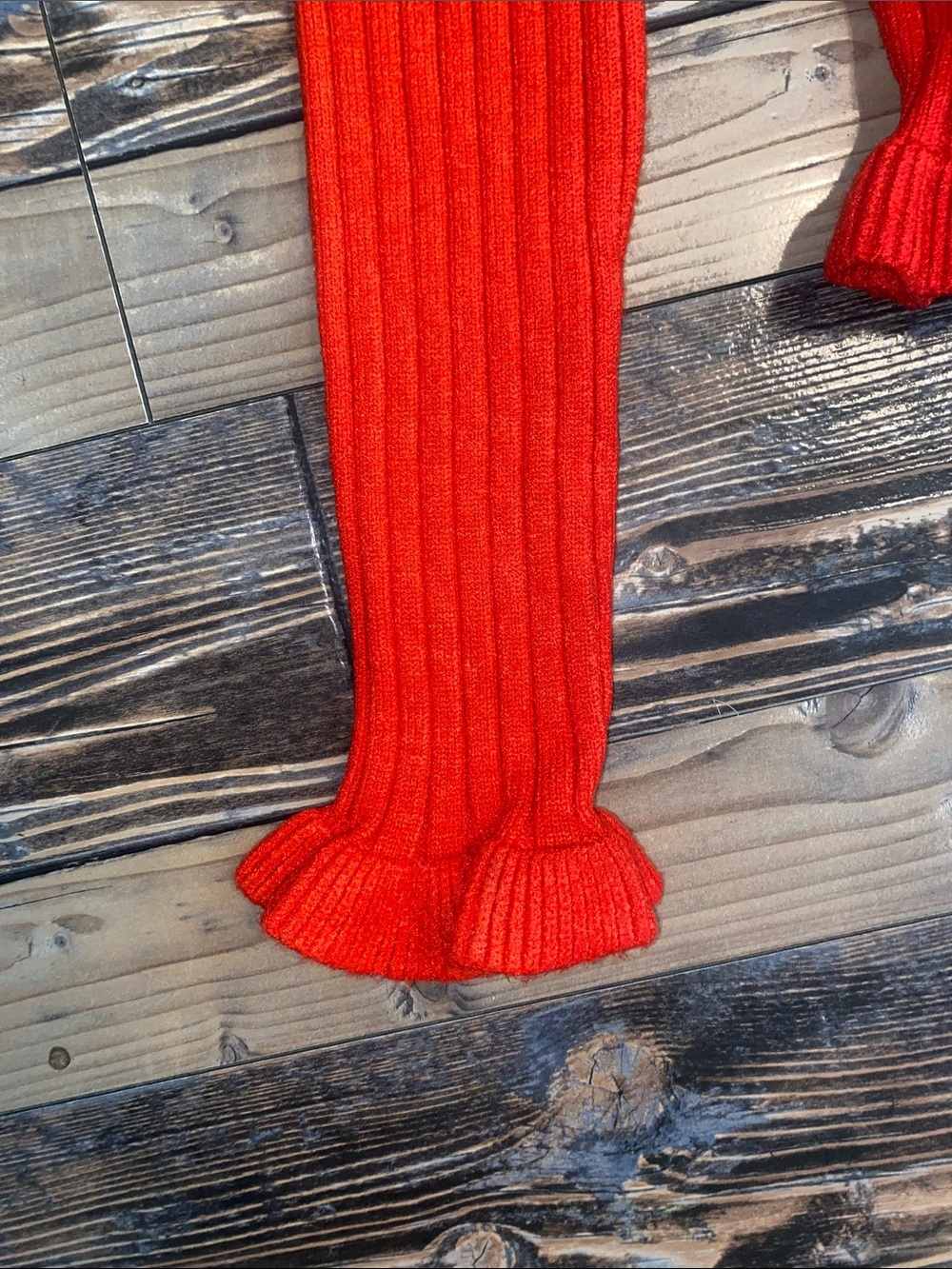 Laundry By Shelli Segal Bright Red Ribbed Ruffle-Trim Cardigan - Picture 4 of 4